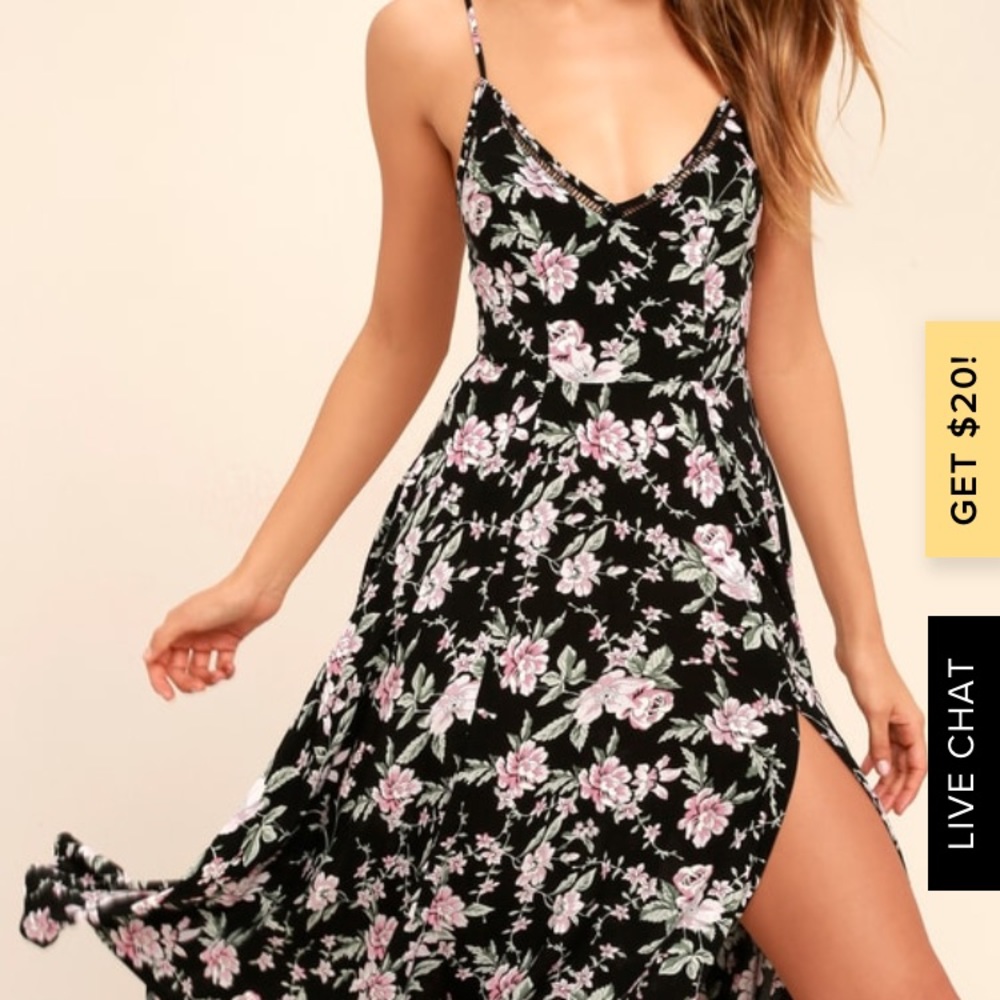 Lulus Esperanza Black Floral Dress